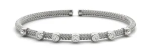 14K Diamond Bezel Set Flexible Cuff Bracelet