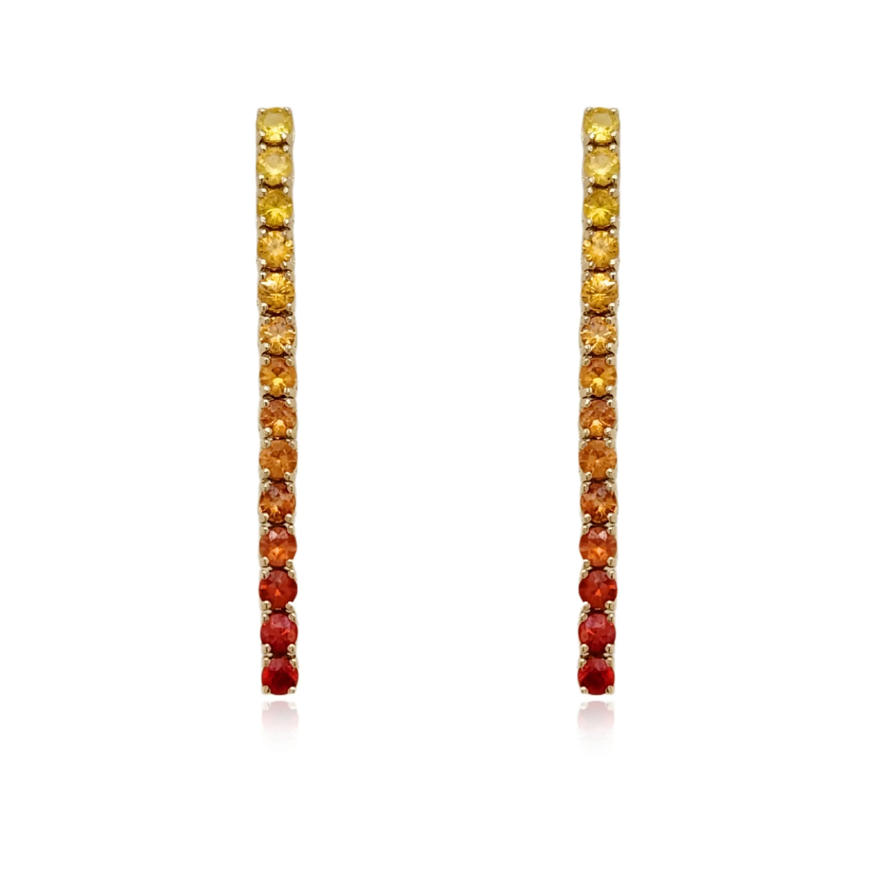 14K Gold Multicolor Sapphire Tennis Earrings