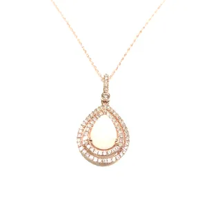 14k Rose Gold 1.60ctw Opal and Diamond Halo Pendant
