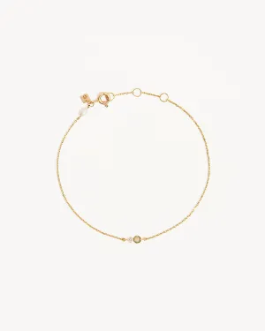 14k Solid Gold Magic Within Birthstone Diamond Bracelet - October - Opal
