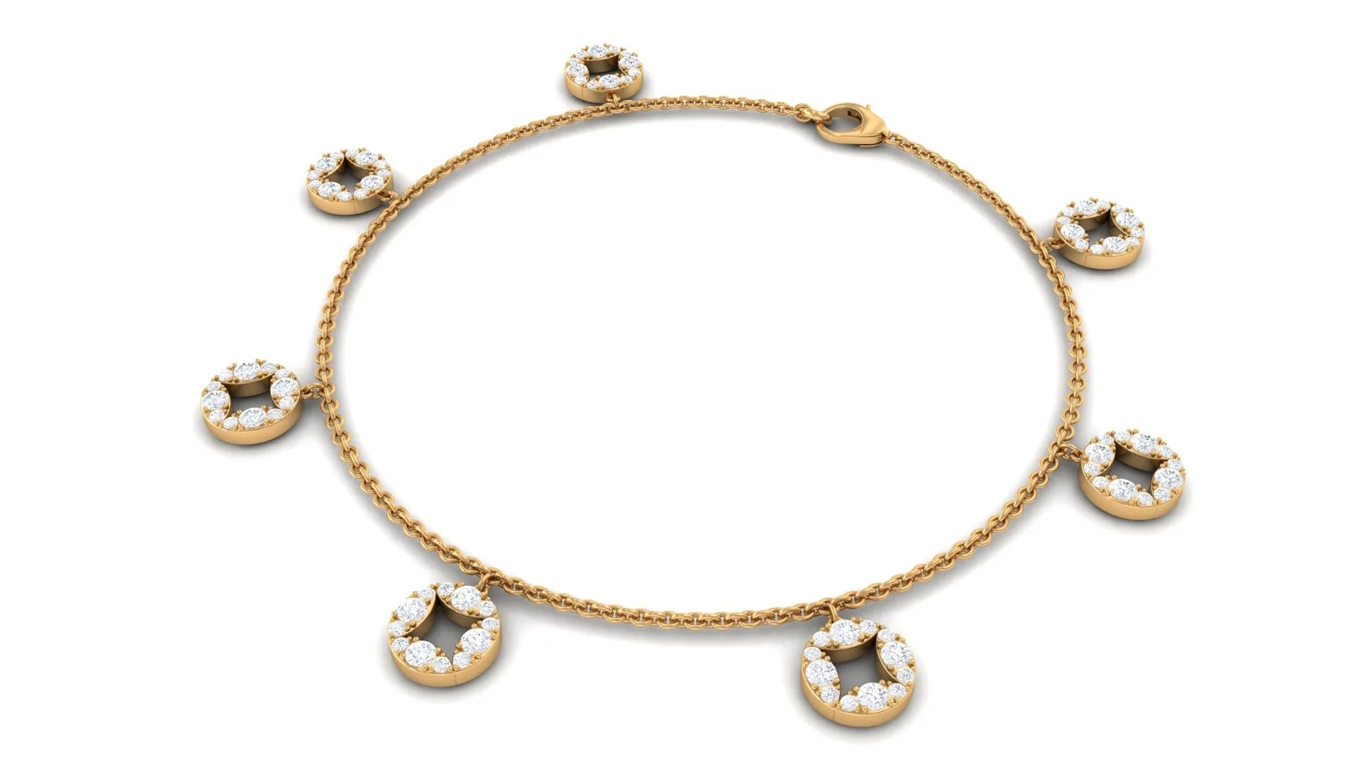 1.75 CT Minimal Moissanite Gold Chain Charm Bracelet