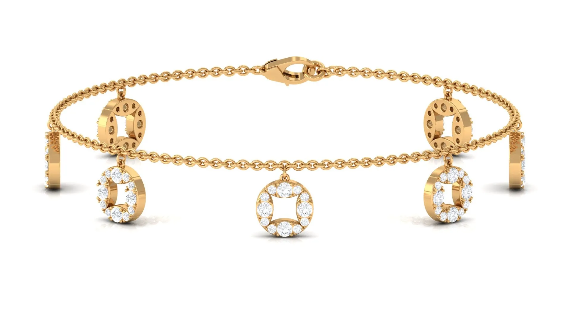 1.75 CT Minimal Moissanite Gold Chain Charm Bracelet