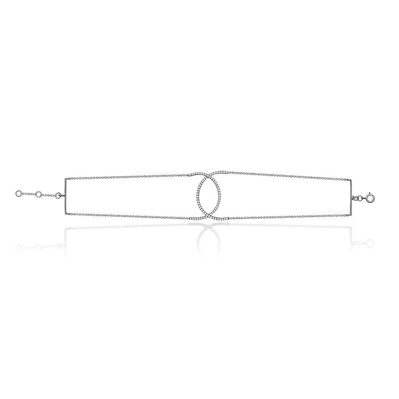 18k Gold Connected Curve Diamond Bracelet