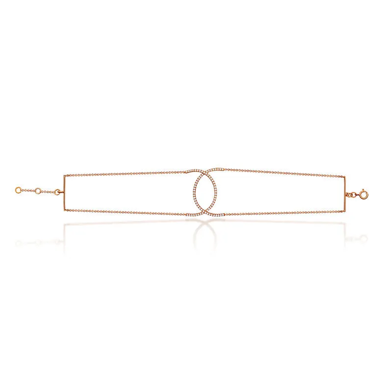 18k Gold Connected Curve Diamond Bracelet