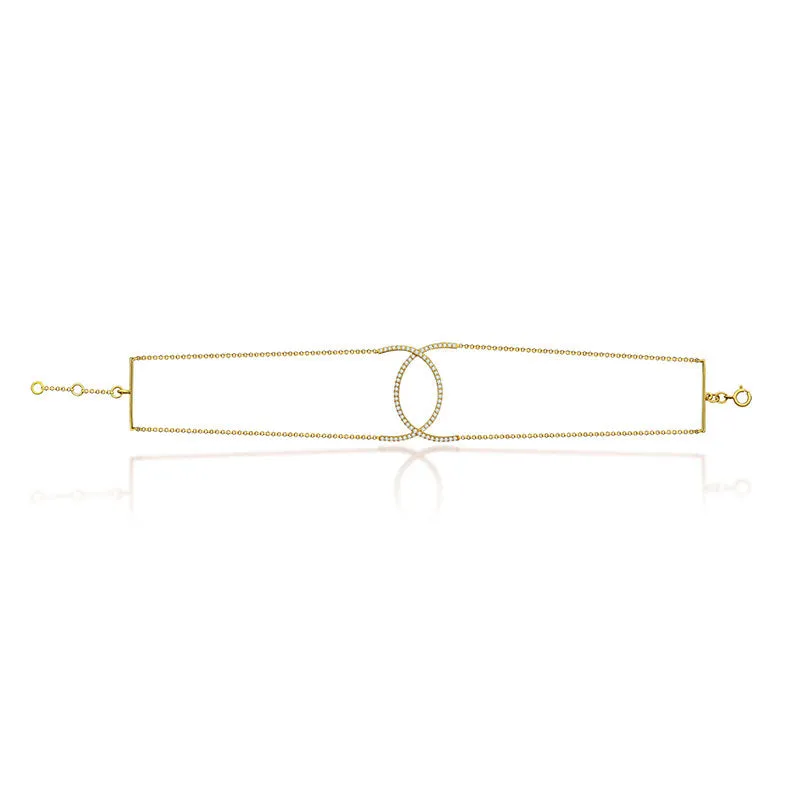 18k Gold Connected Curve Diamond Bracelet