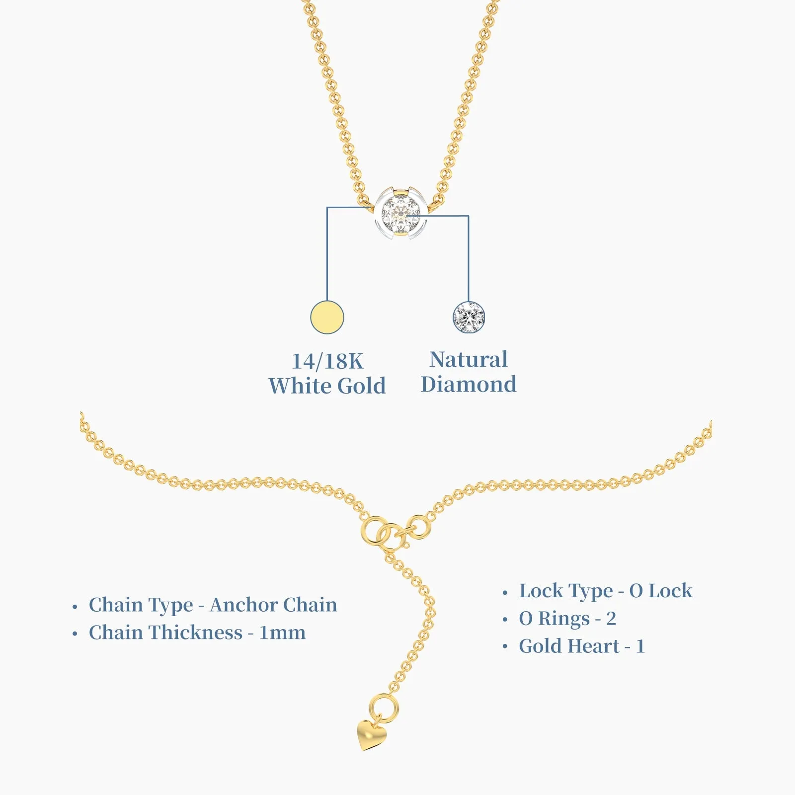 18k Shining Solitaire Necklace