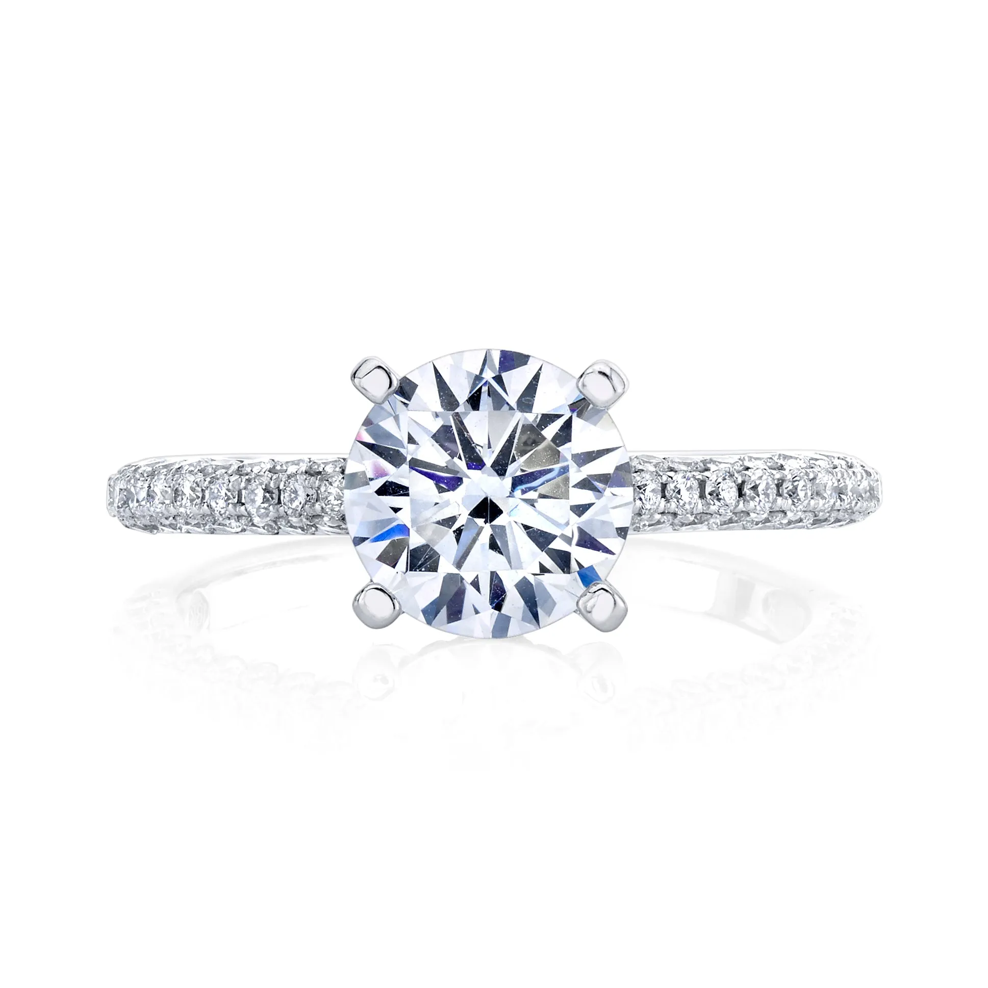 18K White Gold Pave Round Engagement Ring