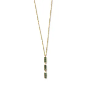18"   2" 14 Karat Gold Plated Moss Agate Drop Necklace