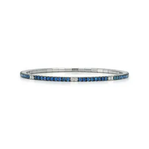 2.32CT Blue Sapphire and Diamond Stretch Bracelet