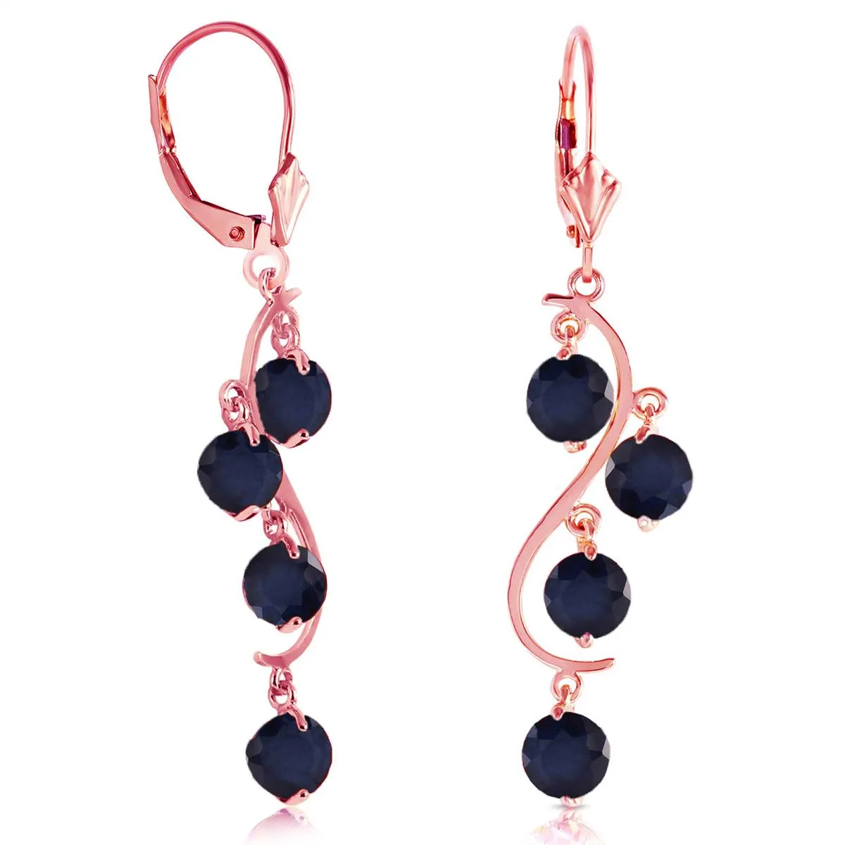4 Carat 14K Solid Rose Gold Chandelier Earrings Natural Sapphire