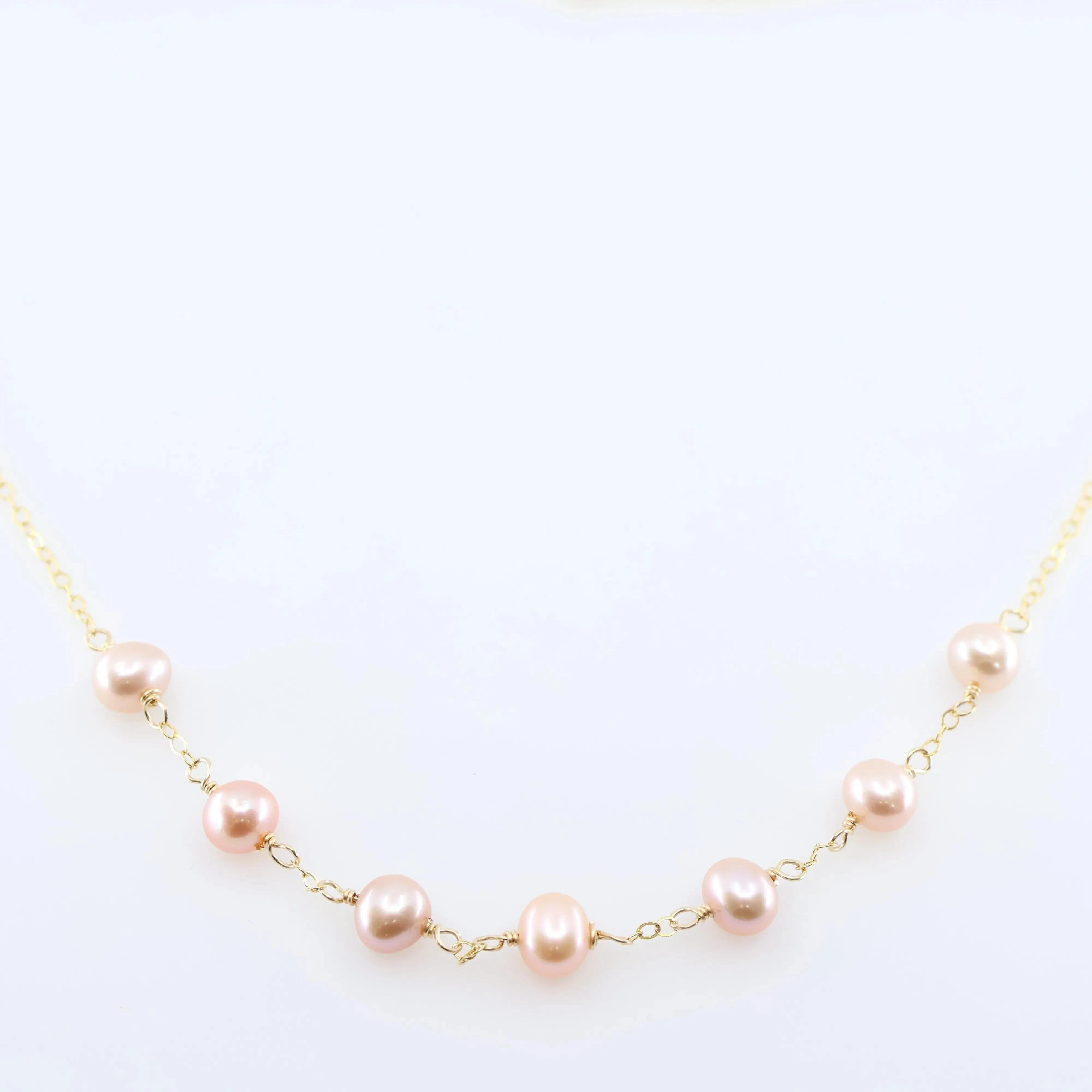 7 Drop Pink Freshwater Pearl Necklace
