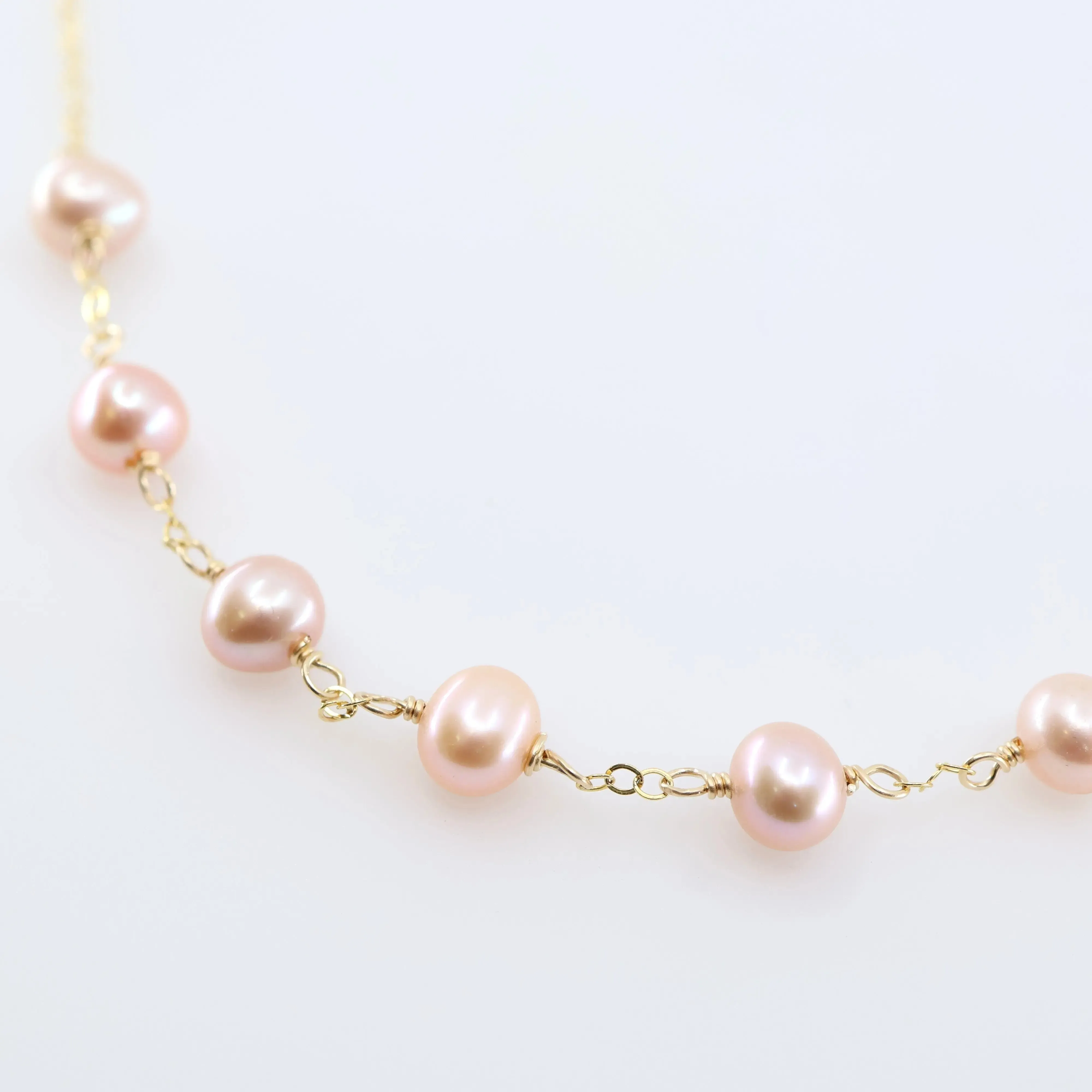 7 Drop Pink Freshwater Pearl Necklace