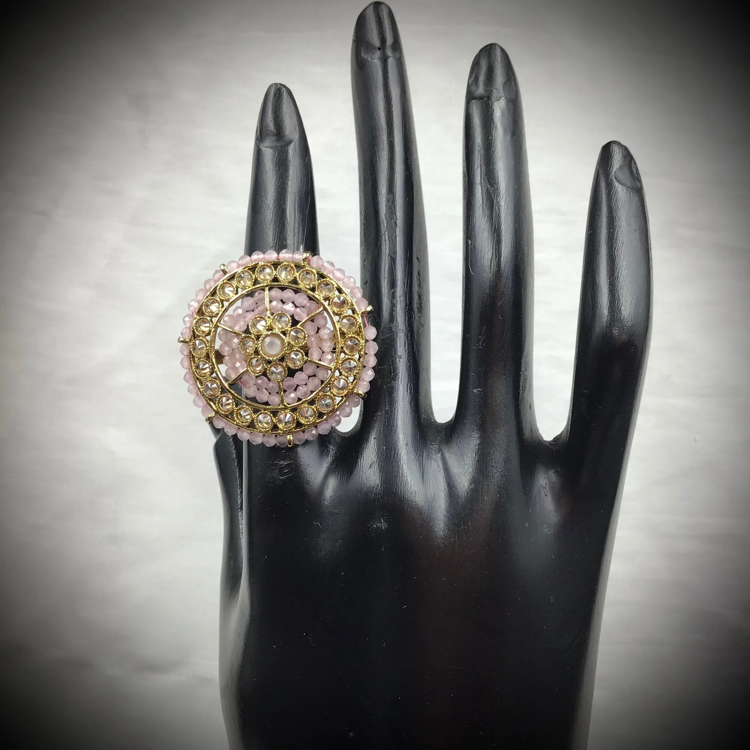 Antique Finish Cocktail Adjustable Pink Ring 10084-5495