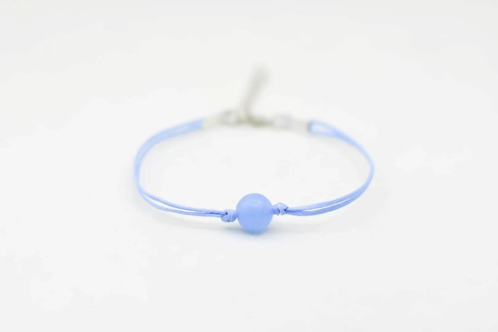 Aquamarine bracelet for women, March birthstone, blue cord, adjustable