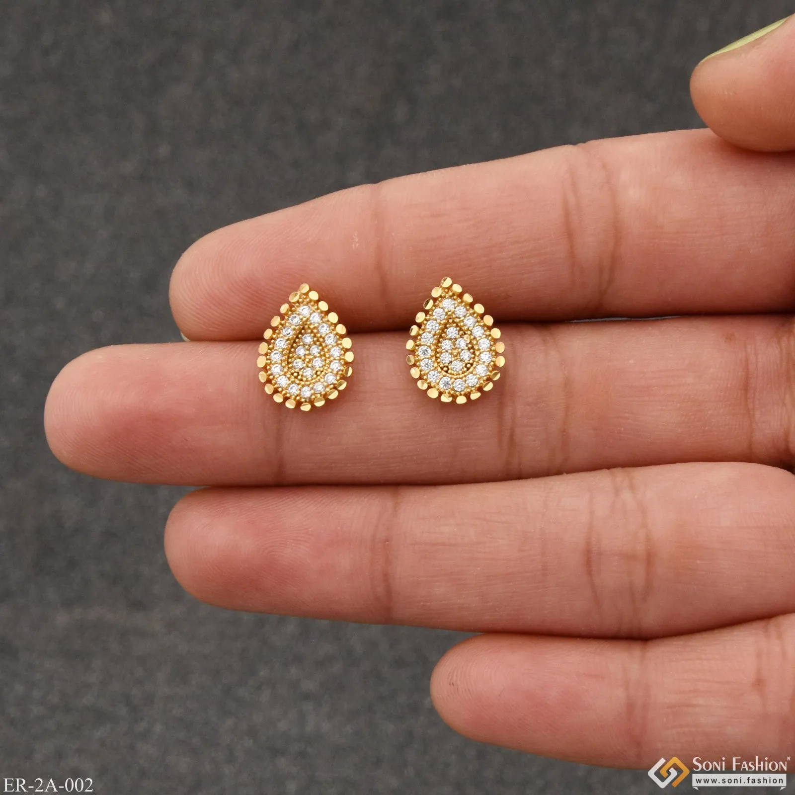 Artisanal Design with Diamond Designer Gold Plated Earrings for Ladies - Style A002