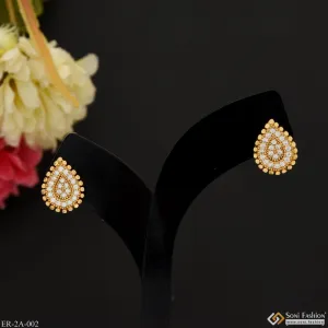 Artisanal Design with Diamond Designer Gold Plated Earrings for Ladies - Style A002