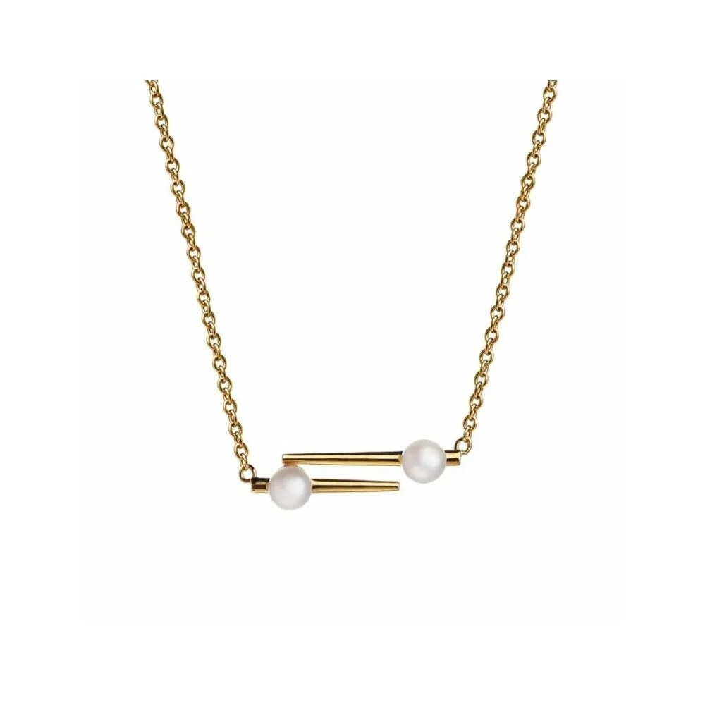 Ava Zig-Zag Pearl Necklace - Gold - 1827408