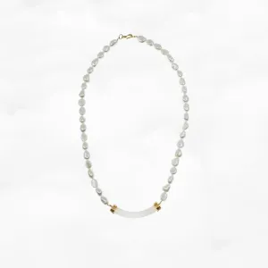 Baroque Pearl Crystal Curve Tube Necklace