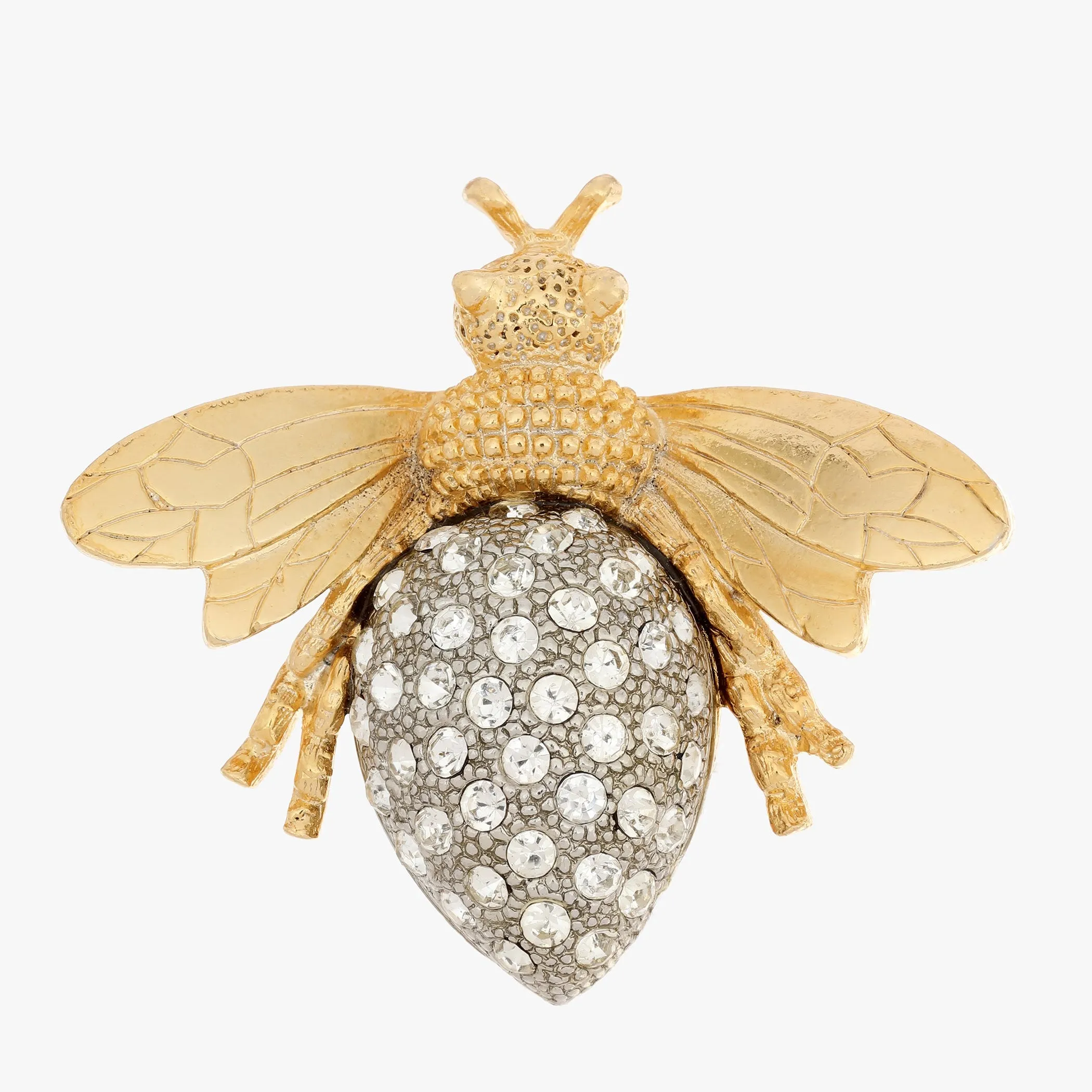 Bee Brooch Gold Plate with Crystals