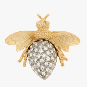 Bee Brooch Gold Plate with Crystals