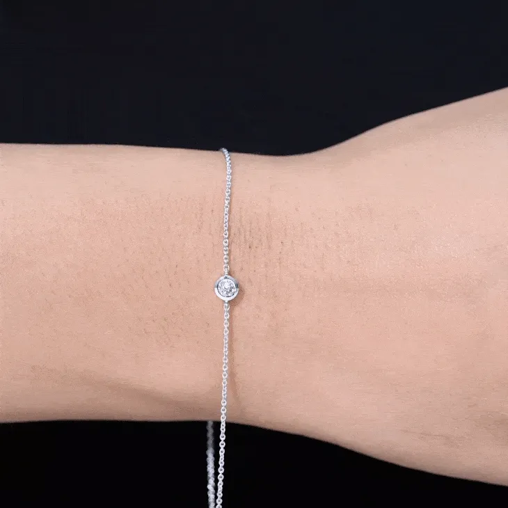 Bezel Set Diamond Chain Bracelet
