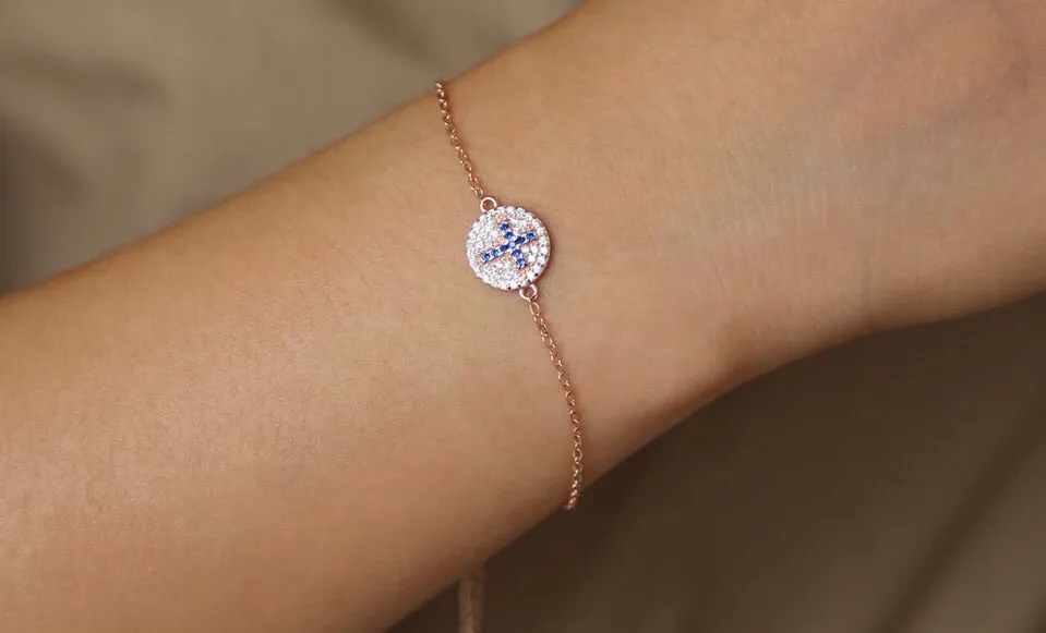 BLUE CROSS ROSE GOLD BRACELET