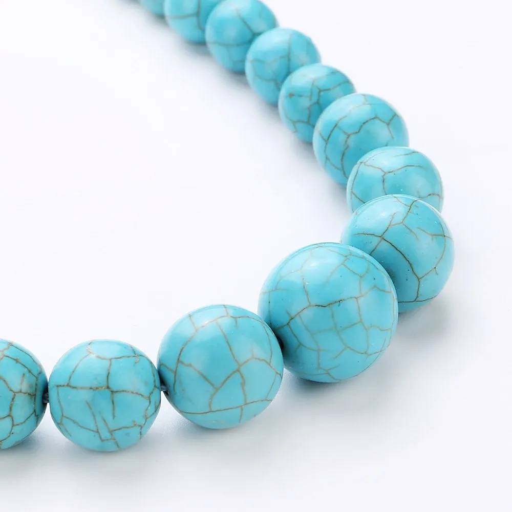 Blue Turquoise Necklace For Women Girls | Handmade 8-16mm Natural Turquoise Gemstone Beaded Necklace
