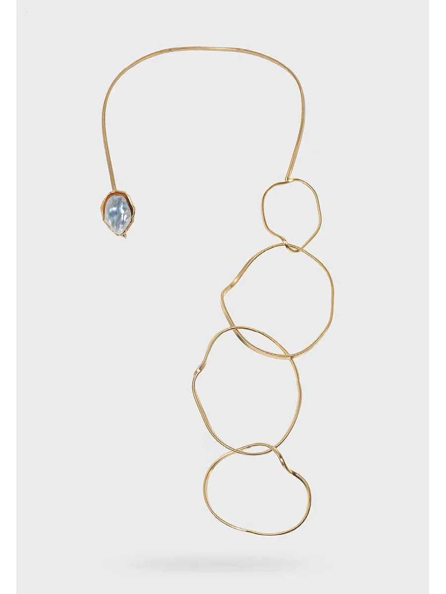 Brass Collar Necklace with Mother of Pearl