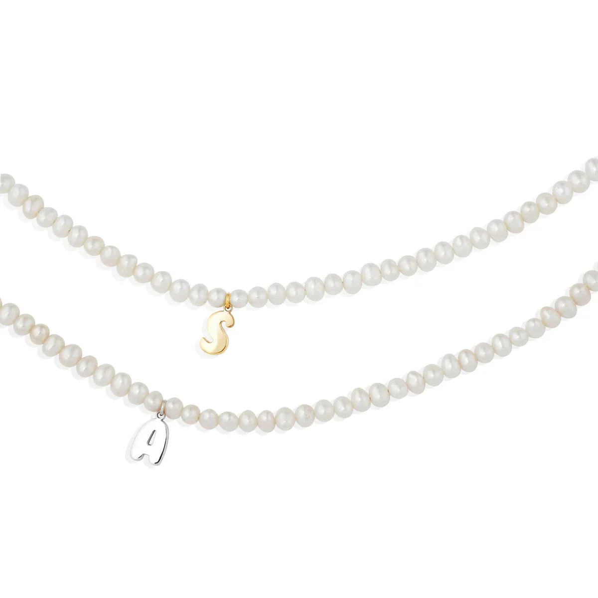 Bubble Initial Pearl Necklace