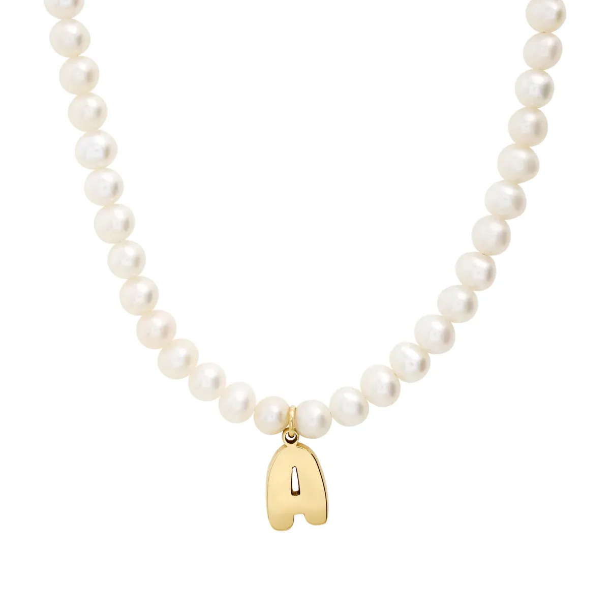Bubble Initial Pearl Necklace