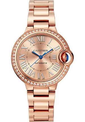 Cartier Ballon Bleu de Cartier Watch - 33 mm Rose Gold Case - Rose Gold Color Sunray-Brushed Dial - Interchangeable Bracelet - WJBB0077
