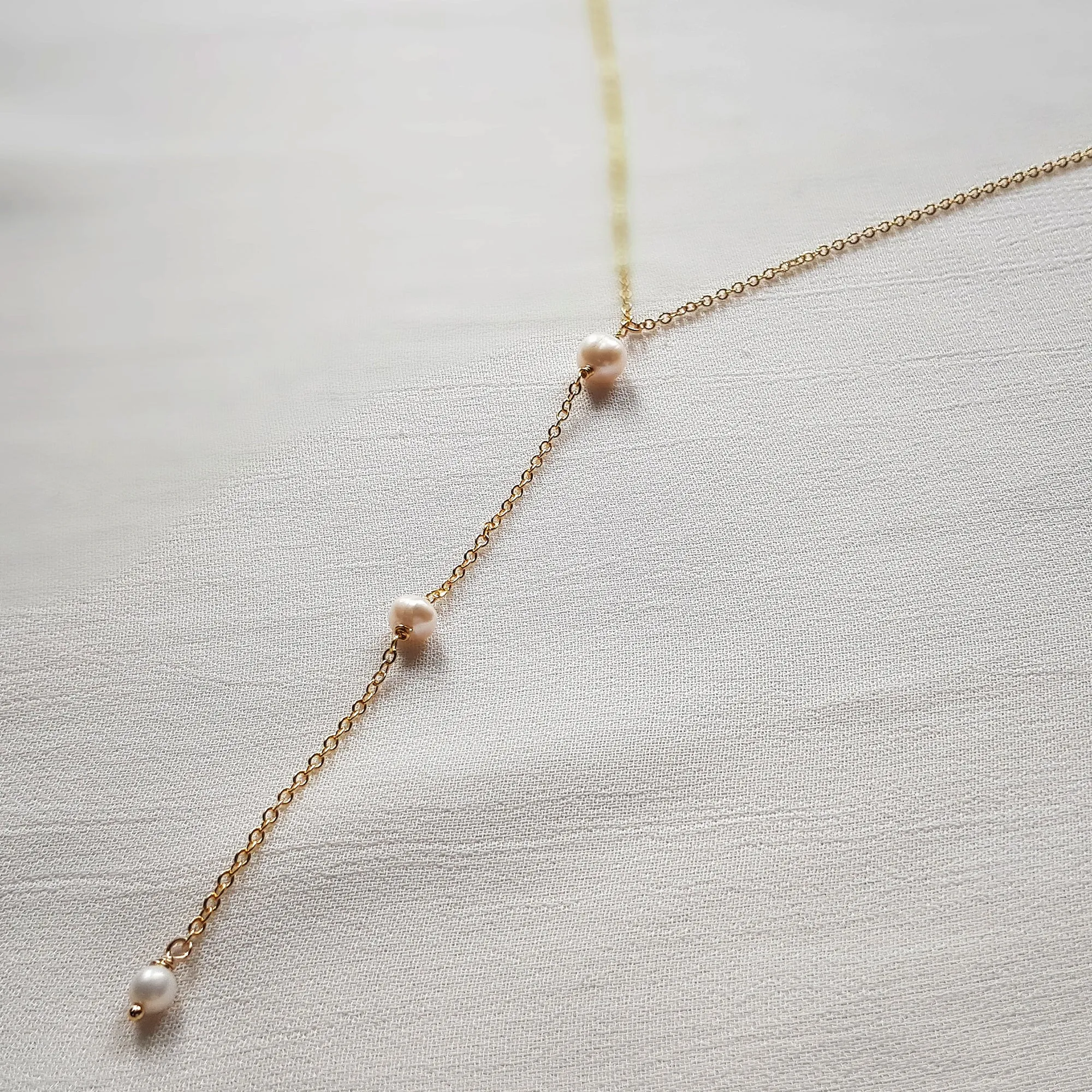 Cascading pearl backdrop necklace, real pearl back necklace for low back dress,