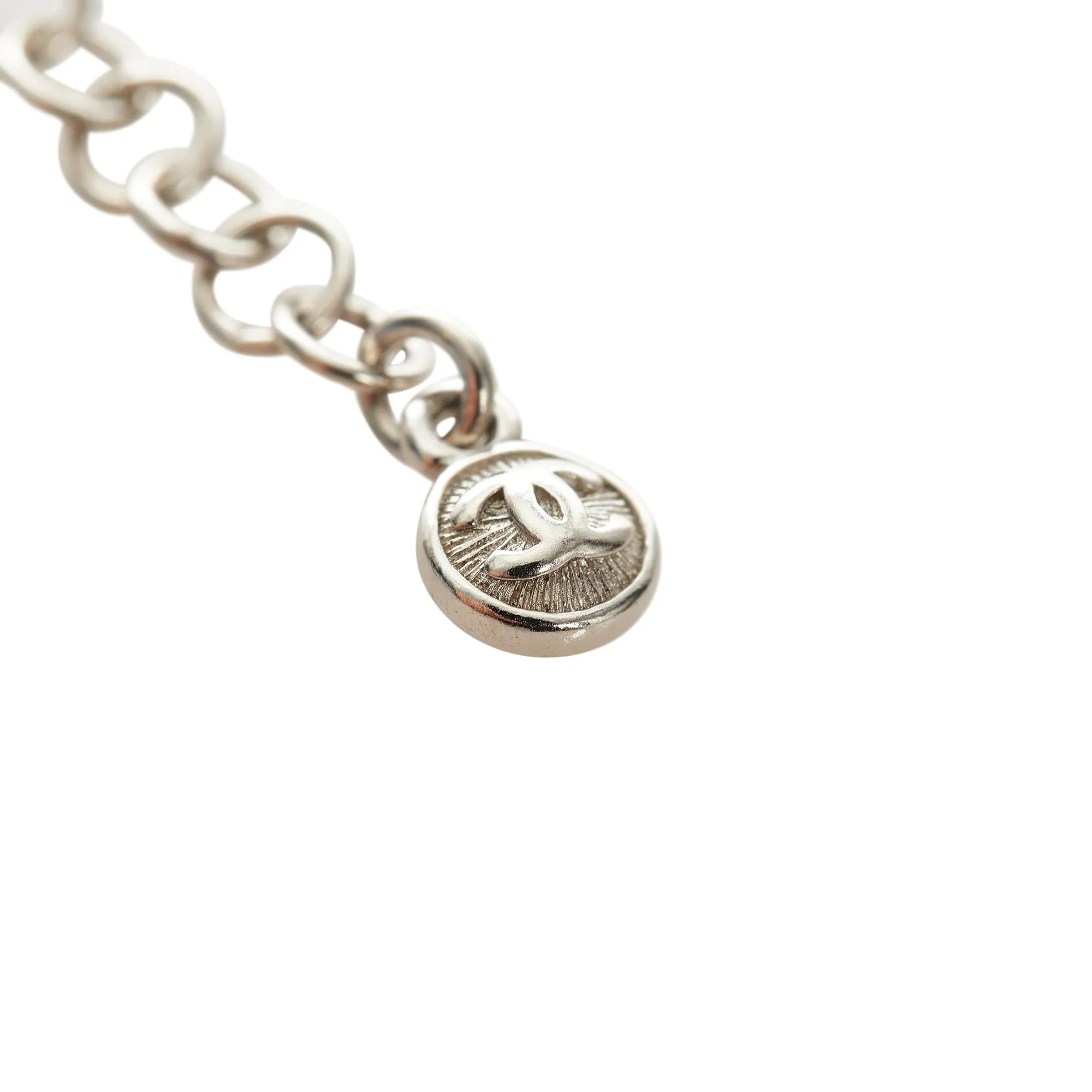 Chanel CC Faux Pearl Necklace Silver