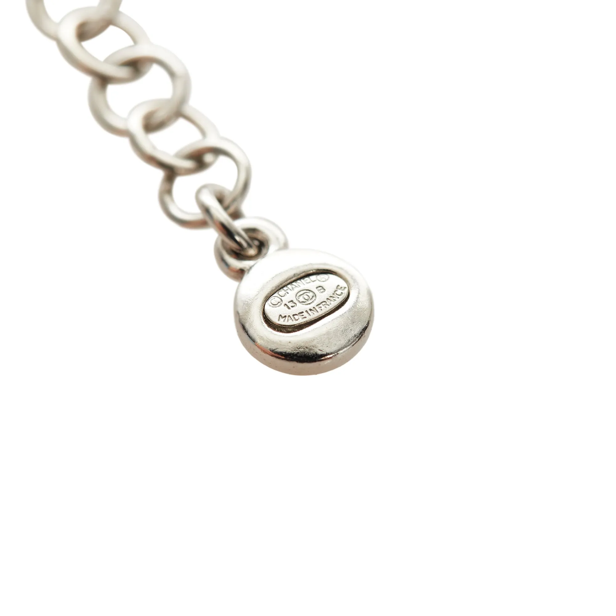 Chanel CC Faux Pearl Necklace Silver