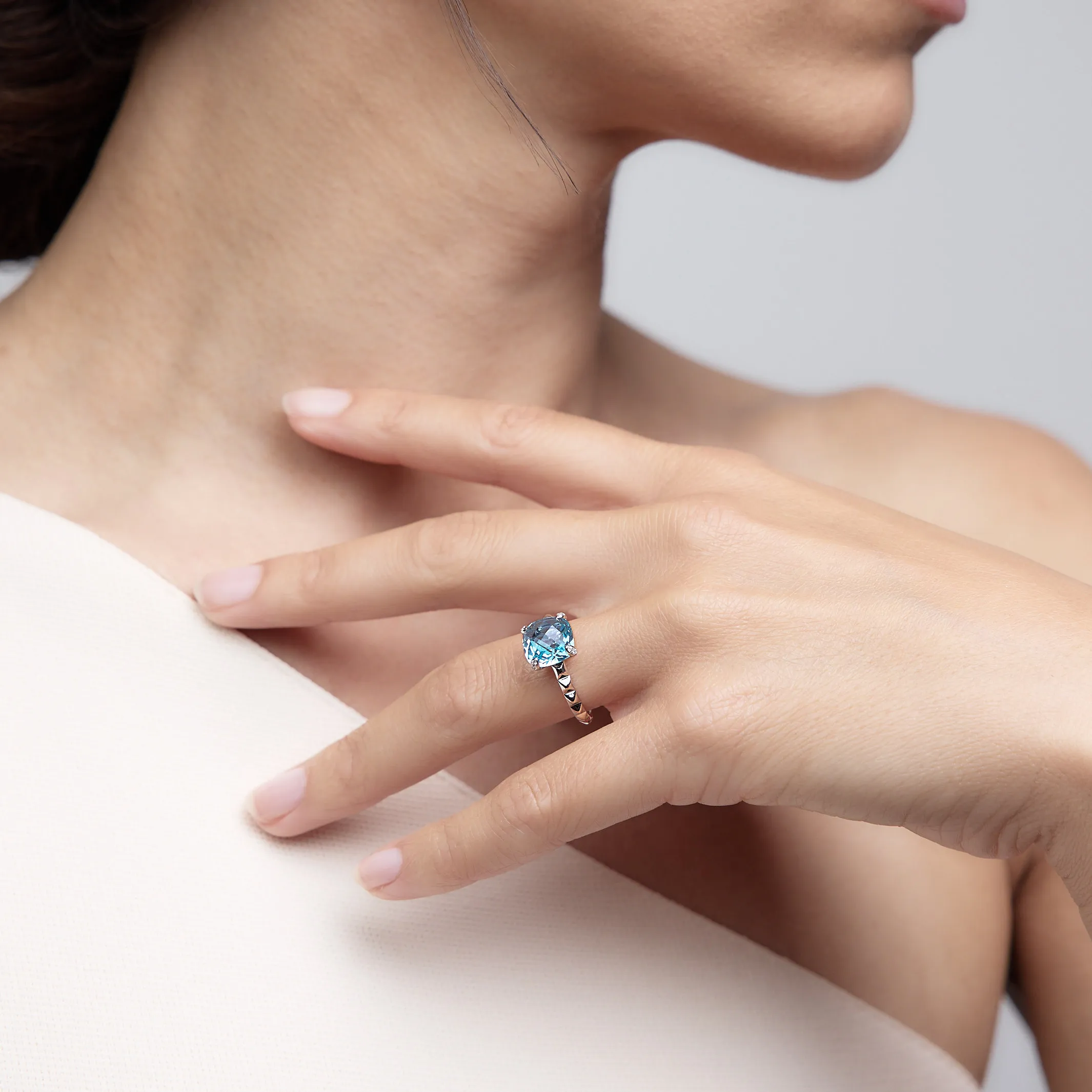 Charlie Swiss Blue Topaz Ring