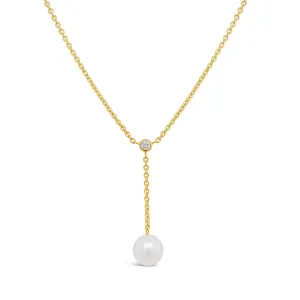 Chinese Cultured Pearl & Diamond "Y" Necklace