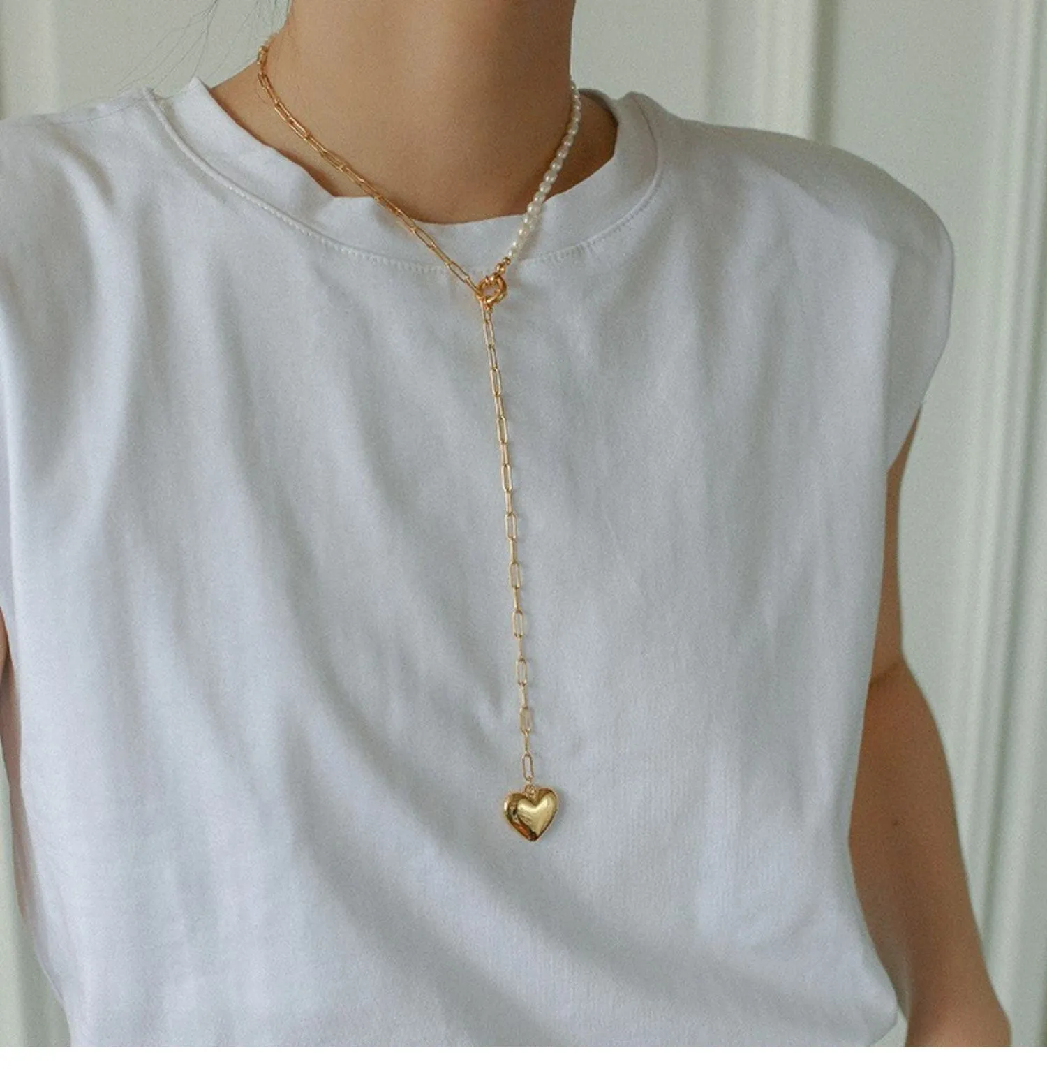 Choker necklace natural freshwater pearl Y necklace
