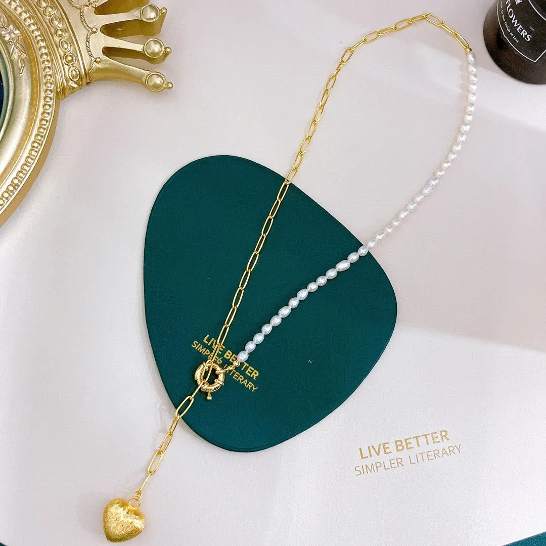 Choker necklace natural freshwater pearl Y necklace
