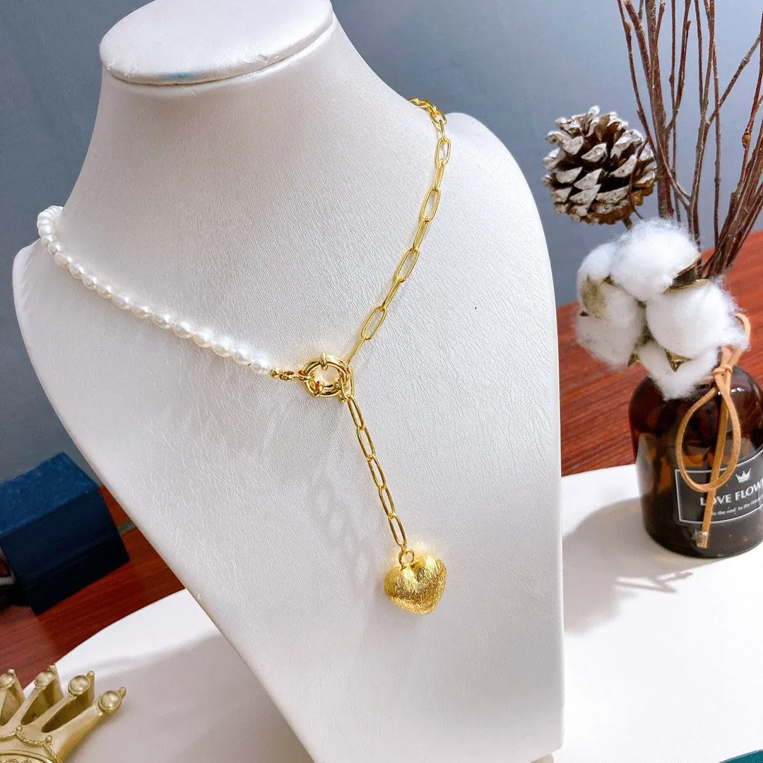 Choker necklace natural freshwater pearl Y necklace