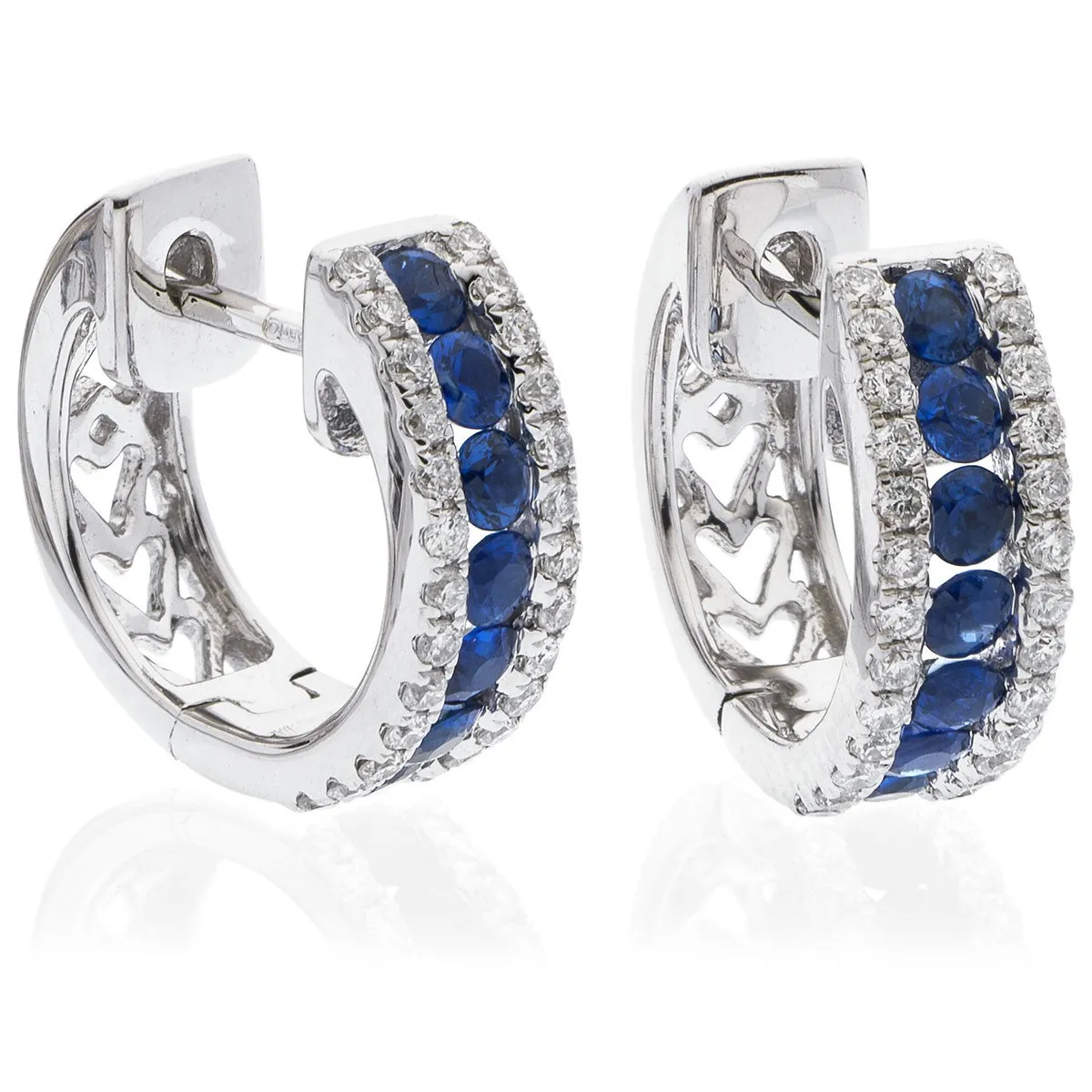 Diamond & Blue Sapphire Hoop Earrings 0.90ct