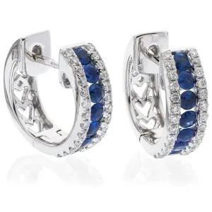 Diamond & Blue Sapphire Hoop Earrings 0.90ct