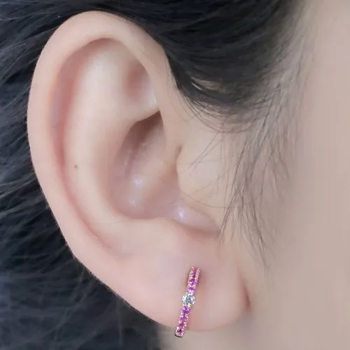 Diamond & Blue Sapphire Huggies 13mm