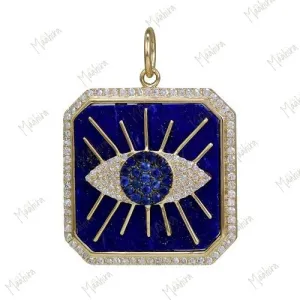 Diamond & Lapis Blue Sapphire Eye Pendant