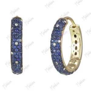 Diamond Blue Sapphire Hoop Earring 20mm