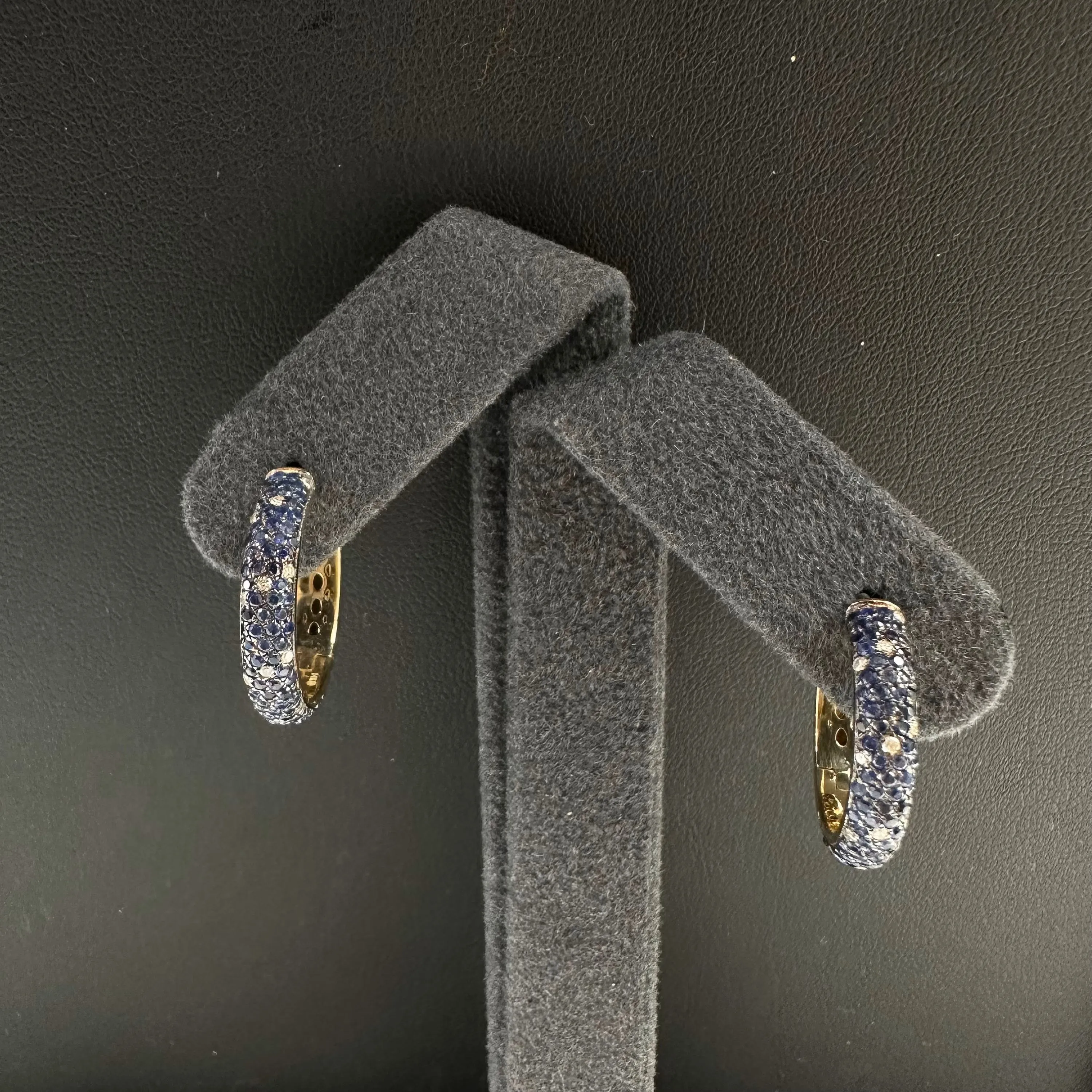 Diamond Blue Sapphire Hoop Earring 20mm