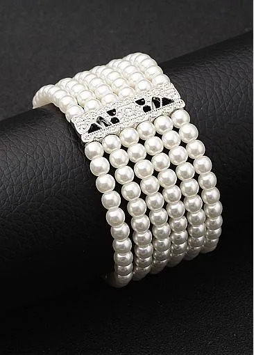 Fancy Bracelets With Rhinestones & Pearls Captivating Alloy