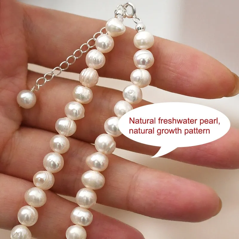 Freshwater Pearl Chokers Necklace 925 Sterling Silver