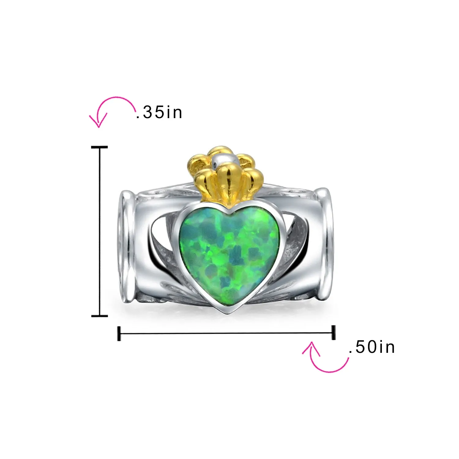 Geometric Created Blue White Pink Opal BFF Charm Bead .925 Silver