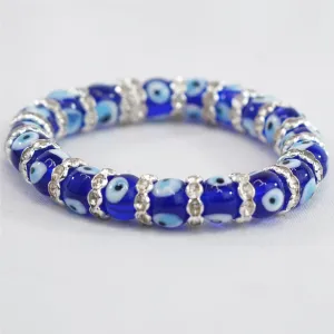 Glass Evil Eye Beaded CZ Stretchy Bracelet: Stylish Protect
