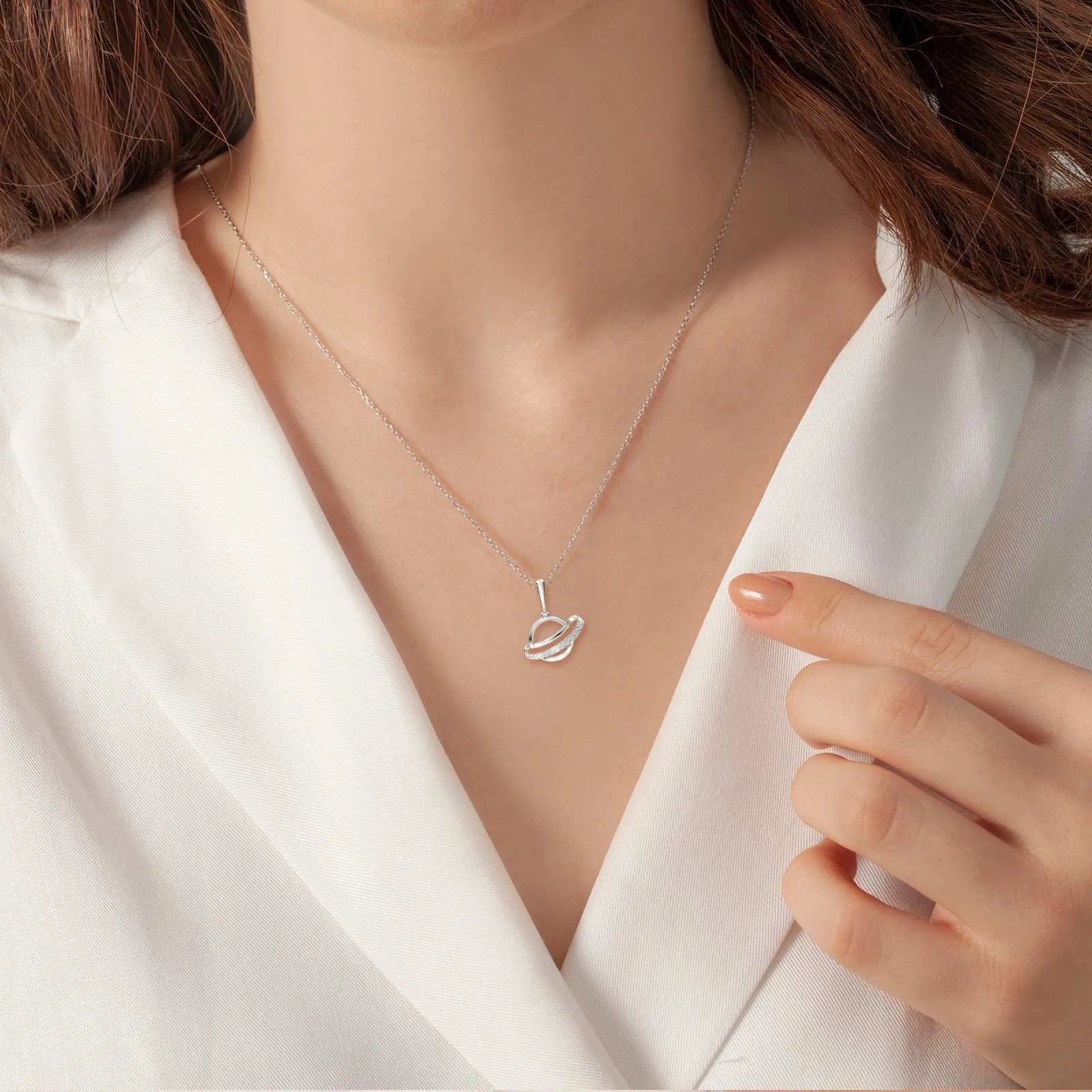 Gold Shinning Saturn Diamond Pendant